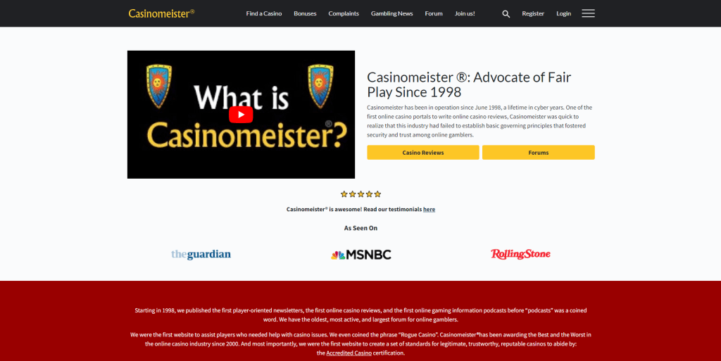 Casinomeister Main Page Screenshot